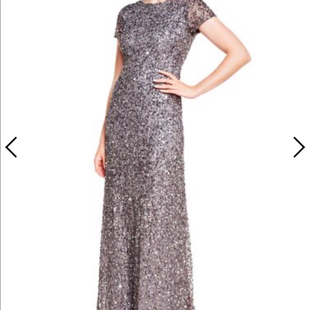 Adrianna Papell scoop back sequins gown